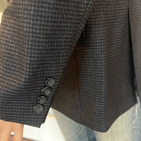 Pronto Uomo Platinum Mens Wool CLASSIC FIT CHECK TWO BUTTON WOOL SPORTCOAT- 44R - Picture 5 of 12